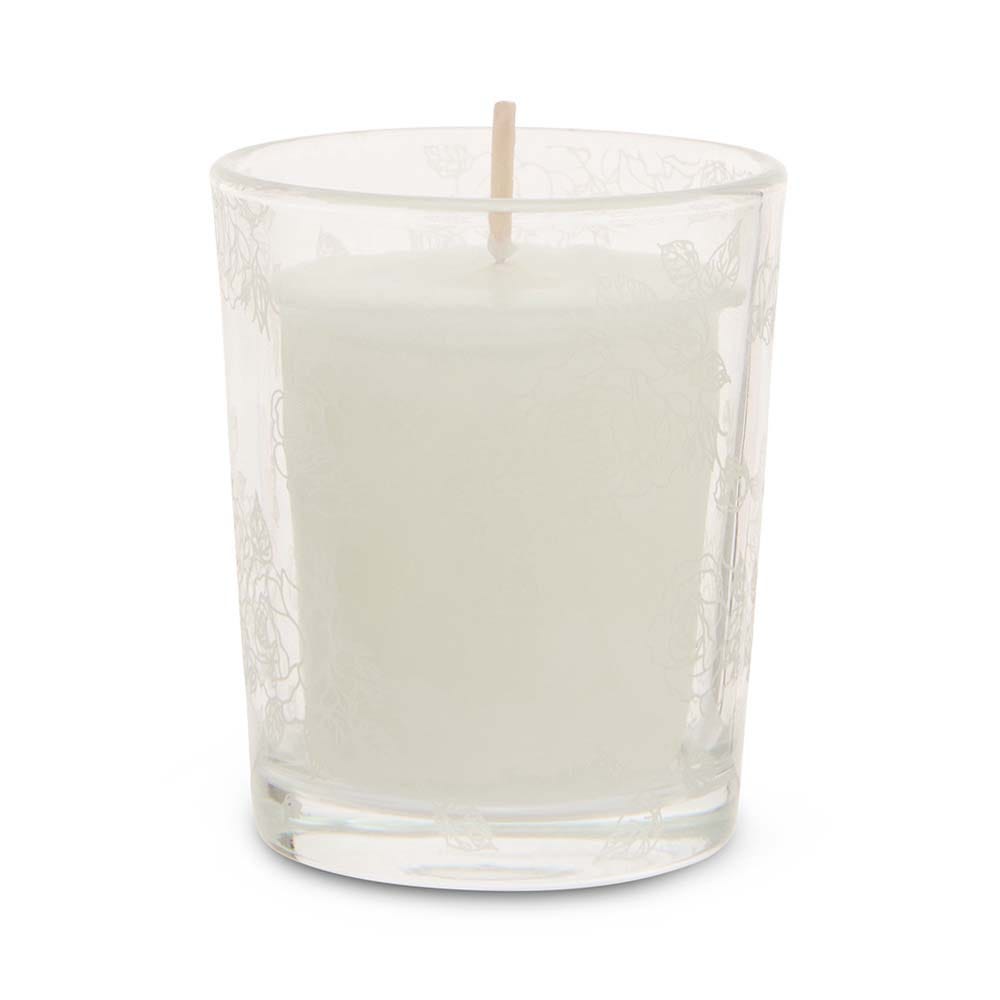 In Bloom White Etched Votive Holder