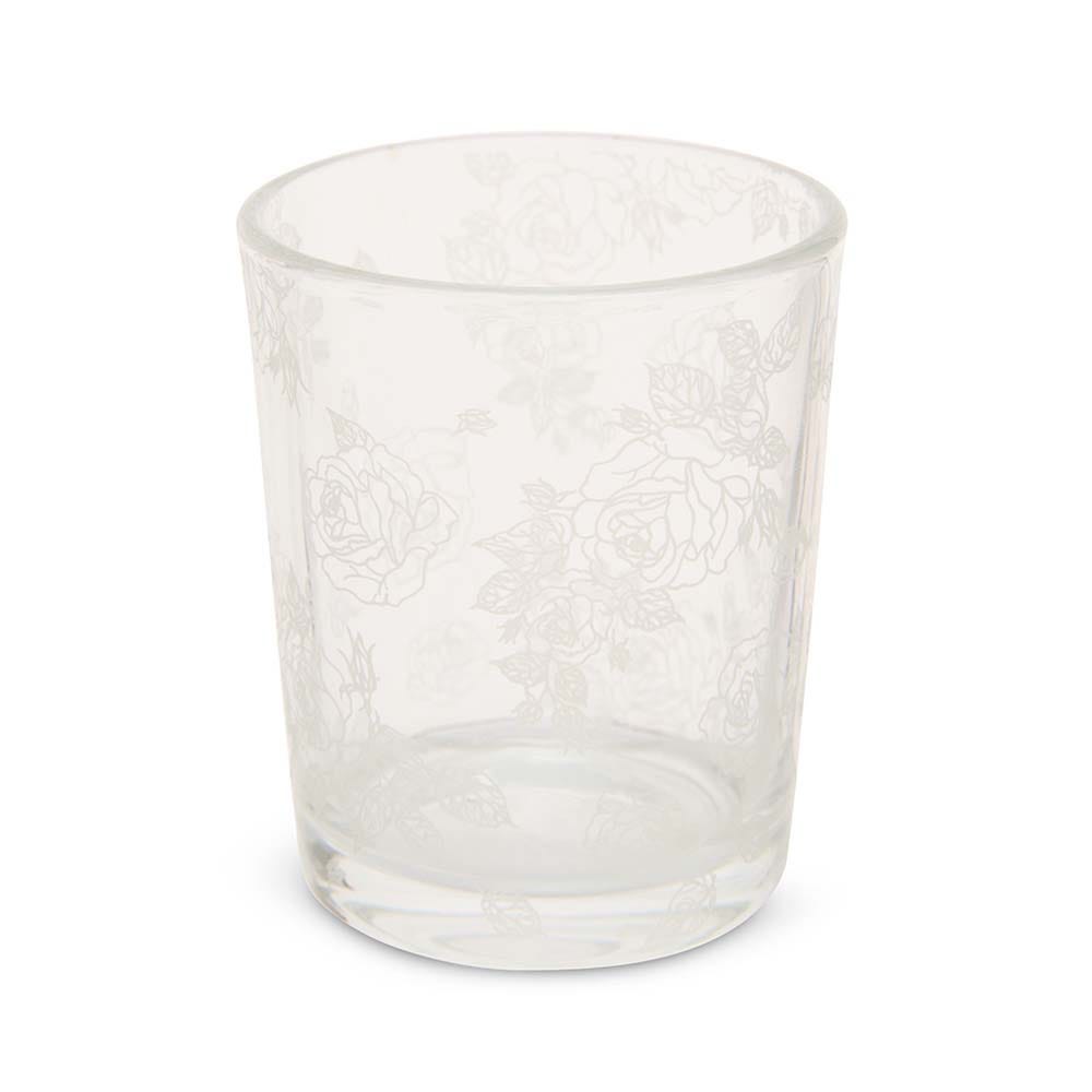 In Bloom White Etched Votive Holder