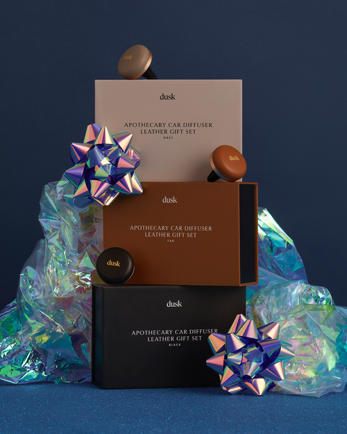 Apothecary Car Diffuser Leather Gift Set Tan