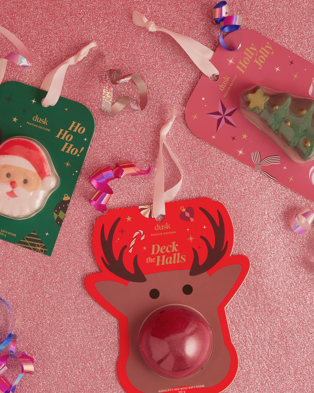 Deck the Halls Candy Cane Rudolph's Red Nose Bath Bomb 120 g
