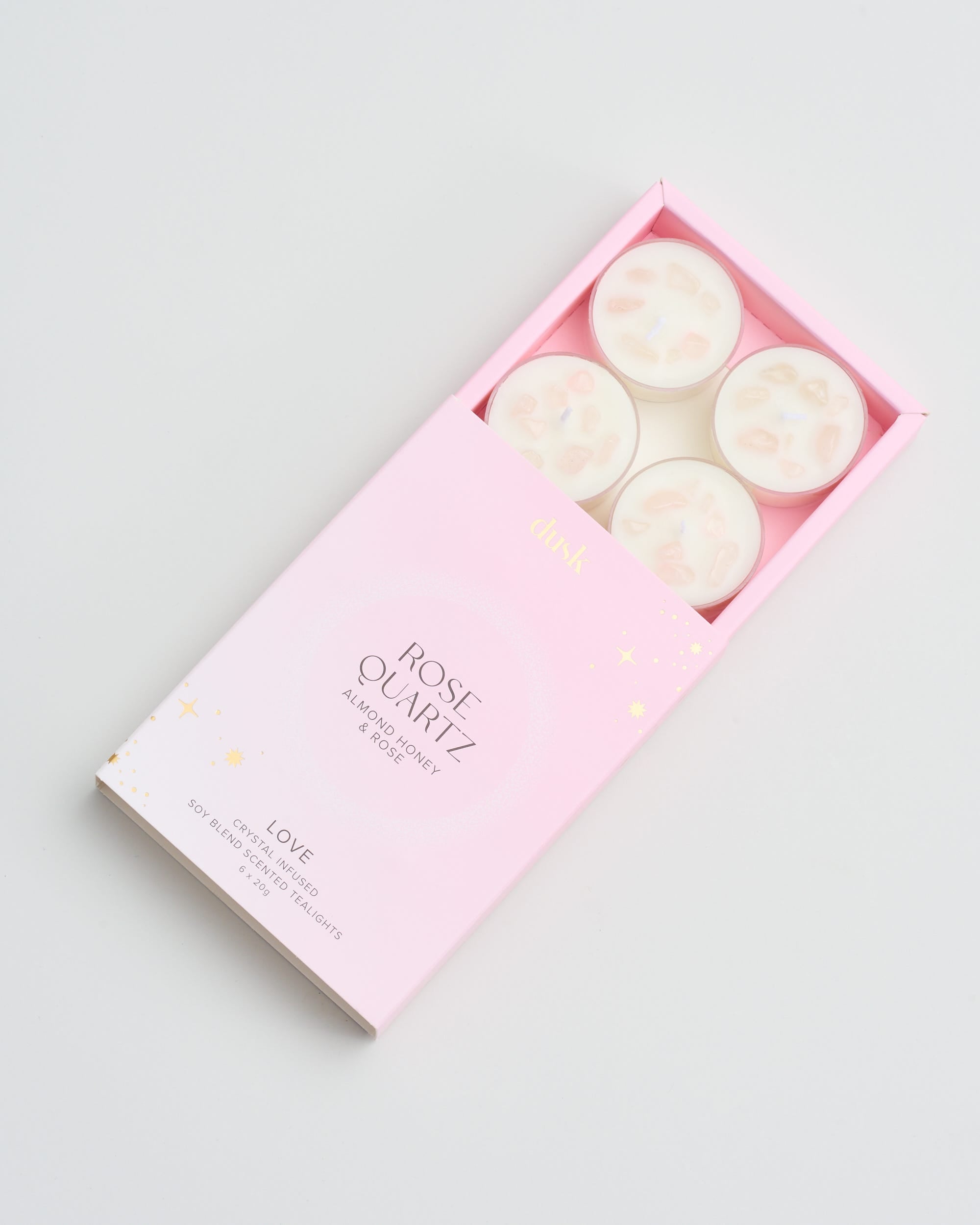 Rose Quartz Tealights 20g 6pk