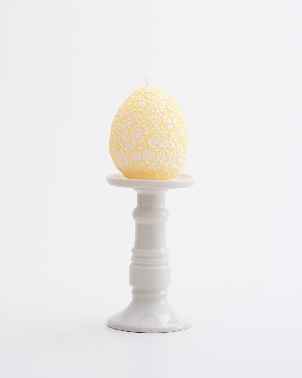 Flower Embossed Egg Unscented Candle Yellow 9cm