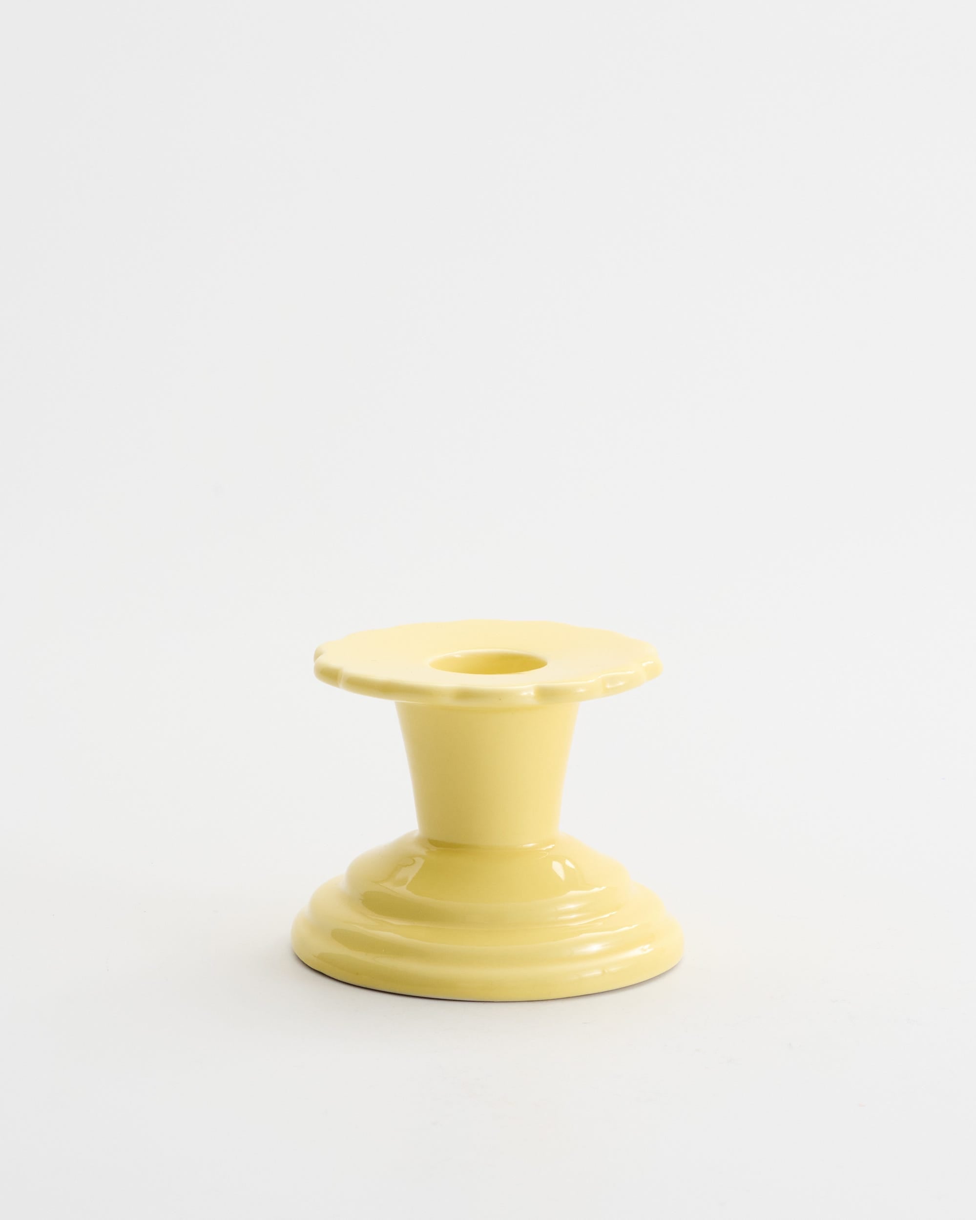Flower Ceramic Taper Holder Yellow