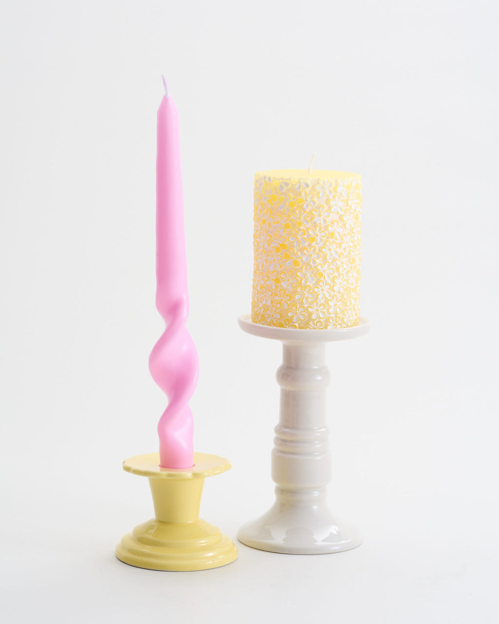 Flower Ceramic Taper Holder Yellow