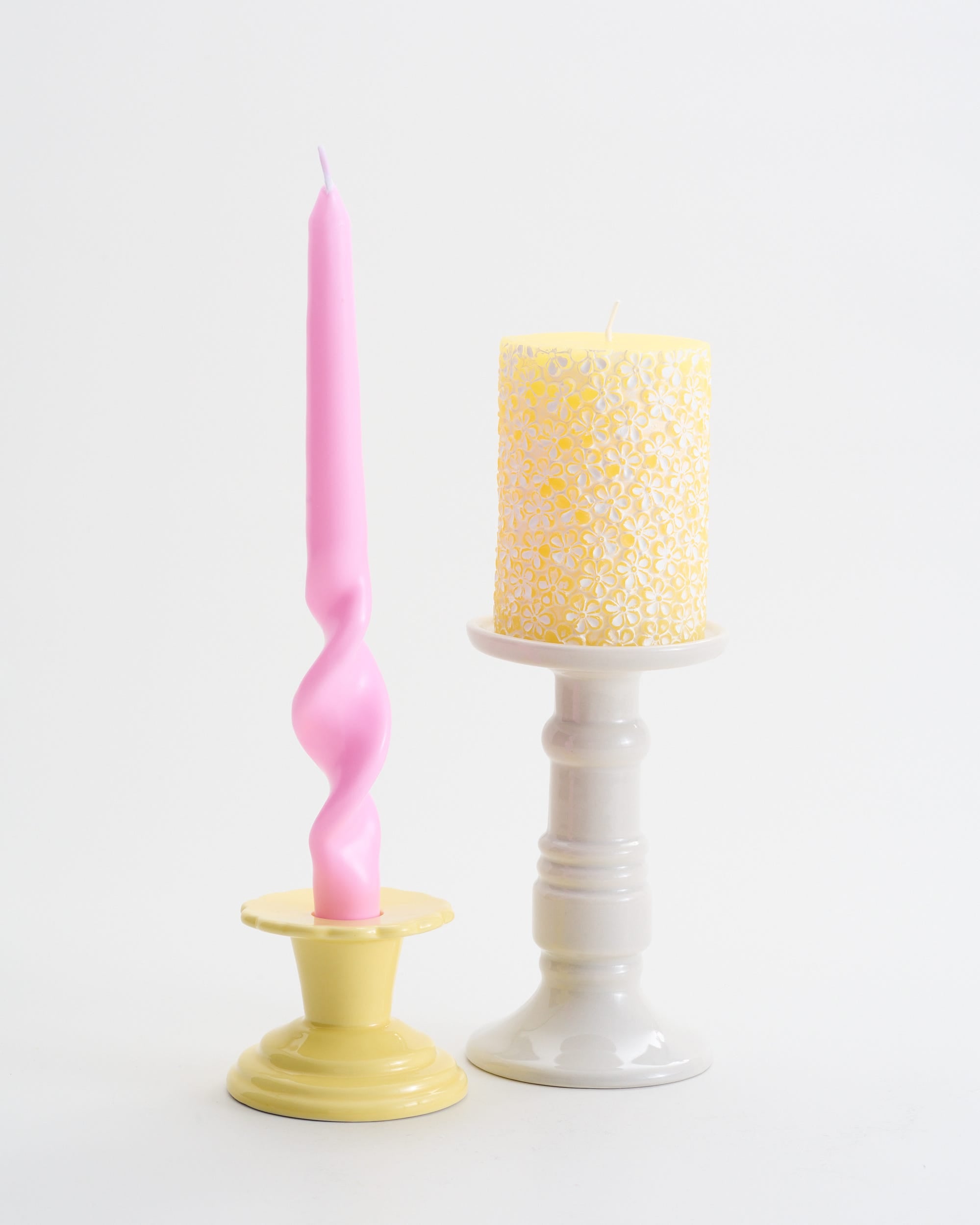 Flower Ceramic Taper Holder Yellow