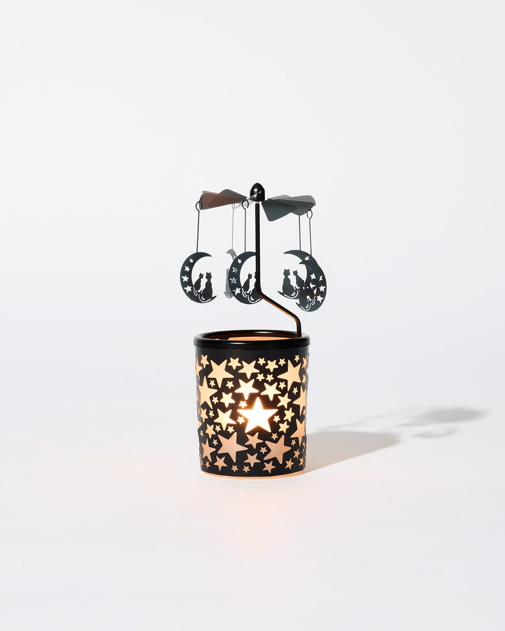 Mightnight Sky Spinning Tealight Holder Black