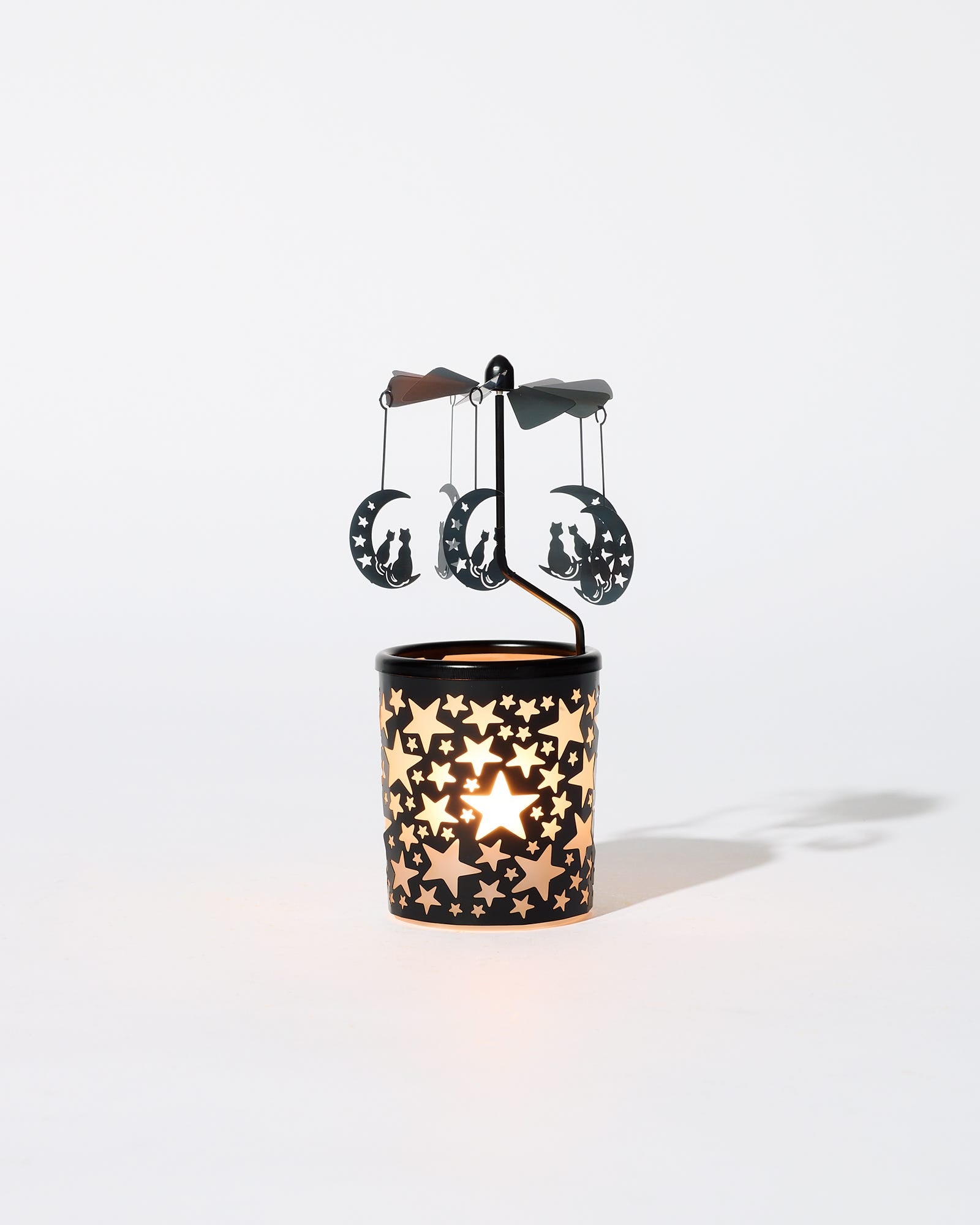 Mightnight Sky Spinning Tealight Holder Black