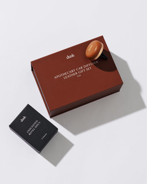 Apothecary Car Diffuser Leather Gift Set Tan