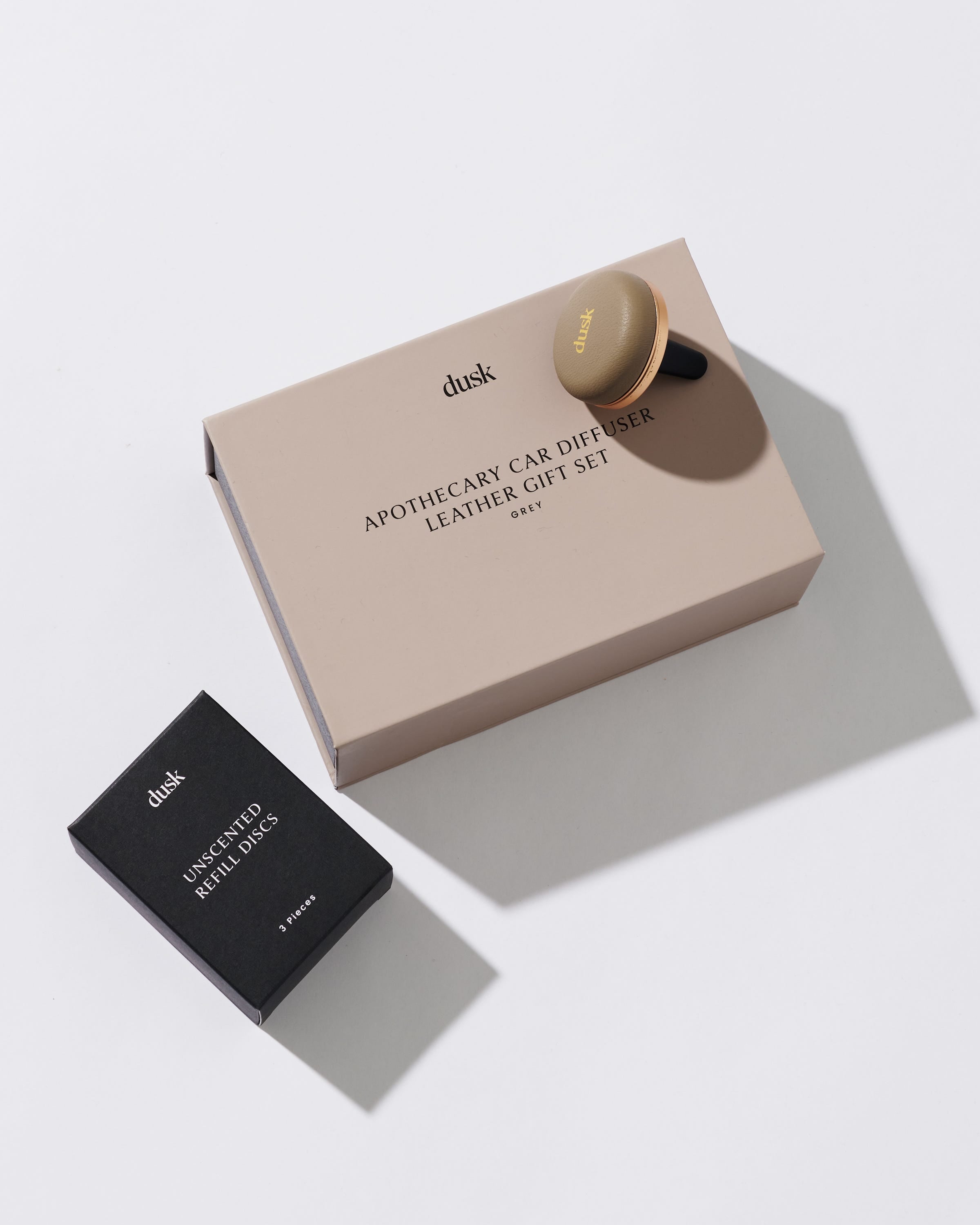 Apothecary Car Diffuser Leather Gift Set Grey