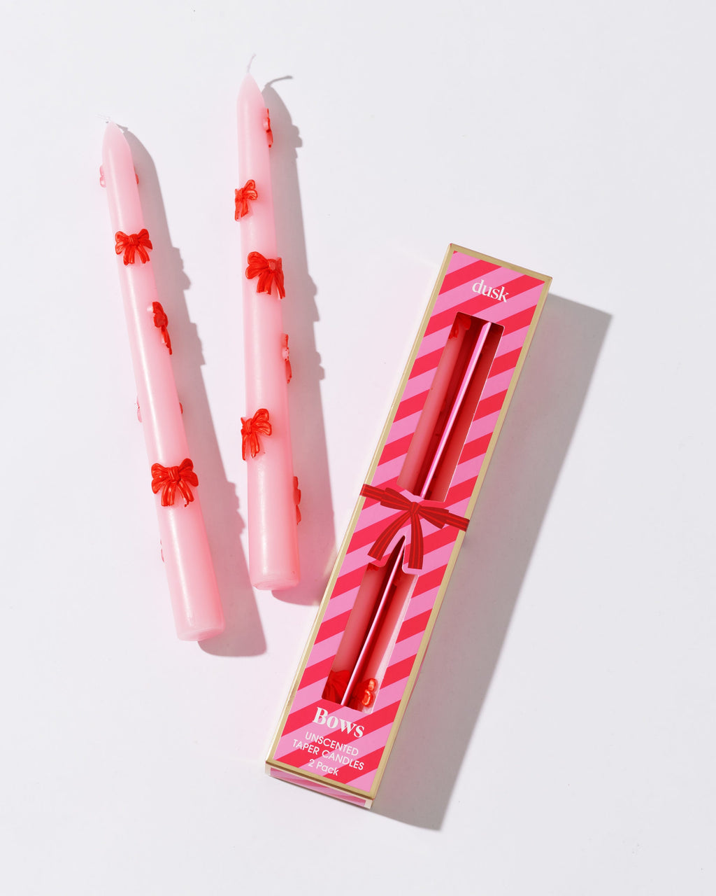 Bows Unscented Taper Candles 2 Pack