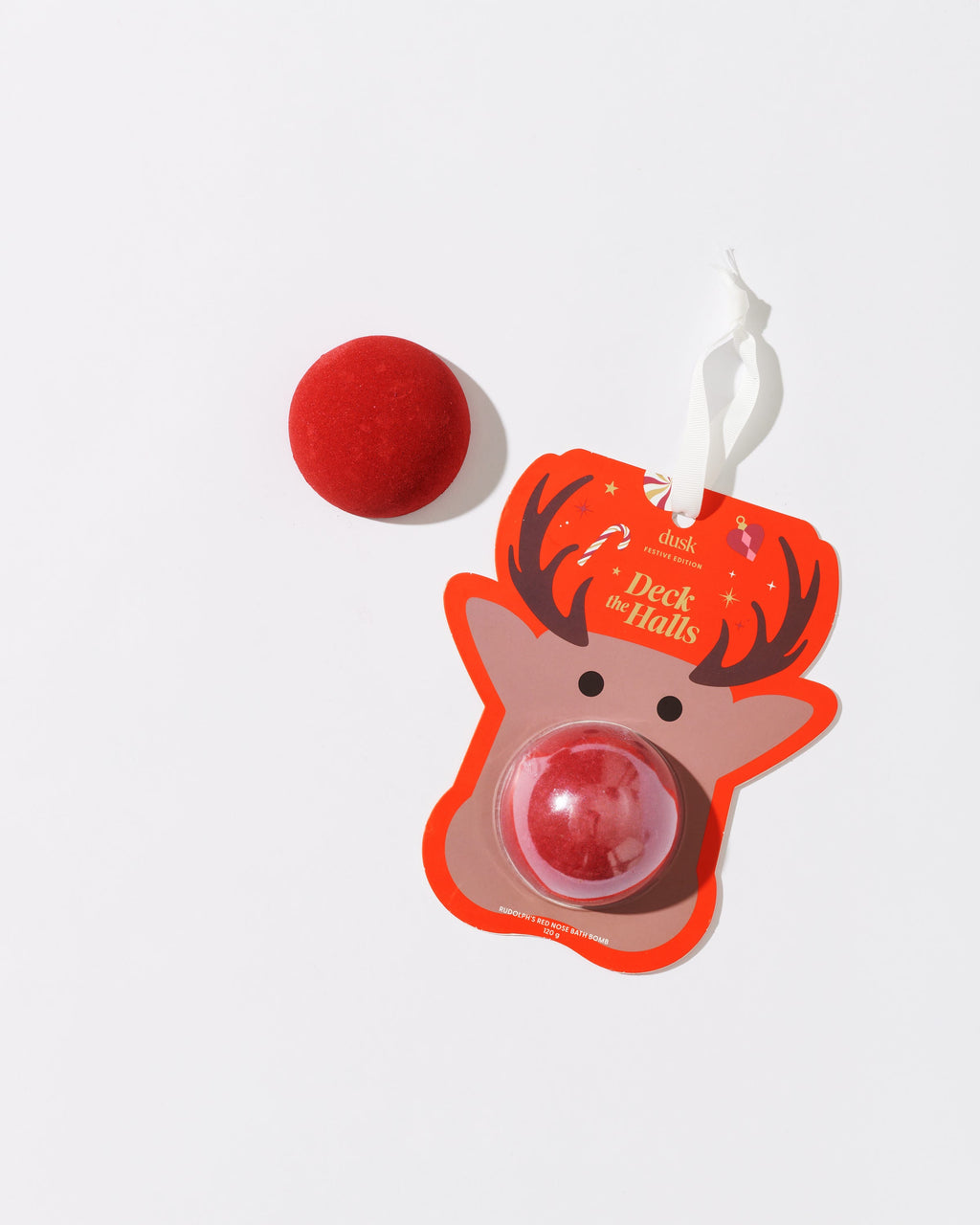 Deck the Halls Candy Cane Rudolph's Red Nose Bath Bomb 120 g