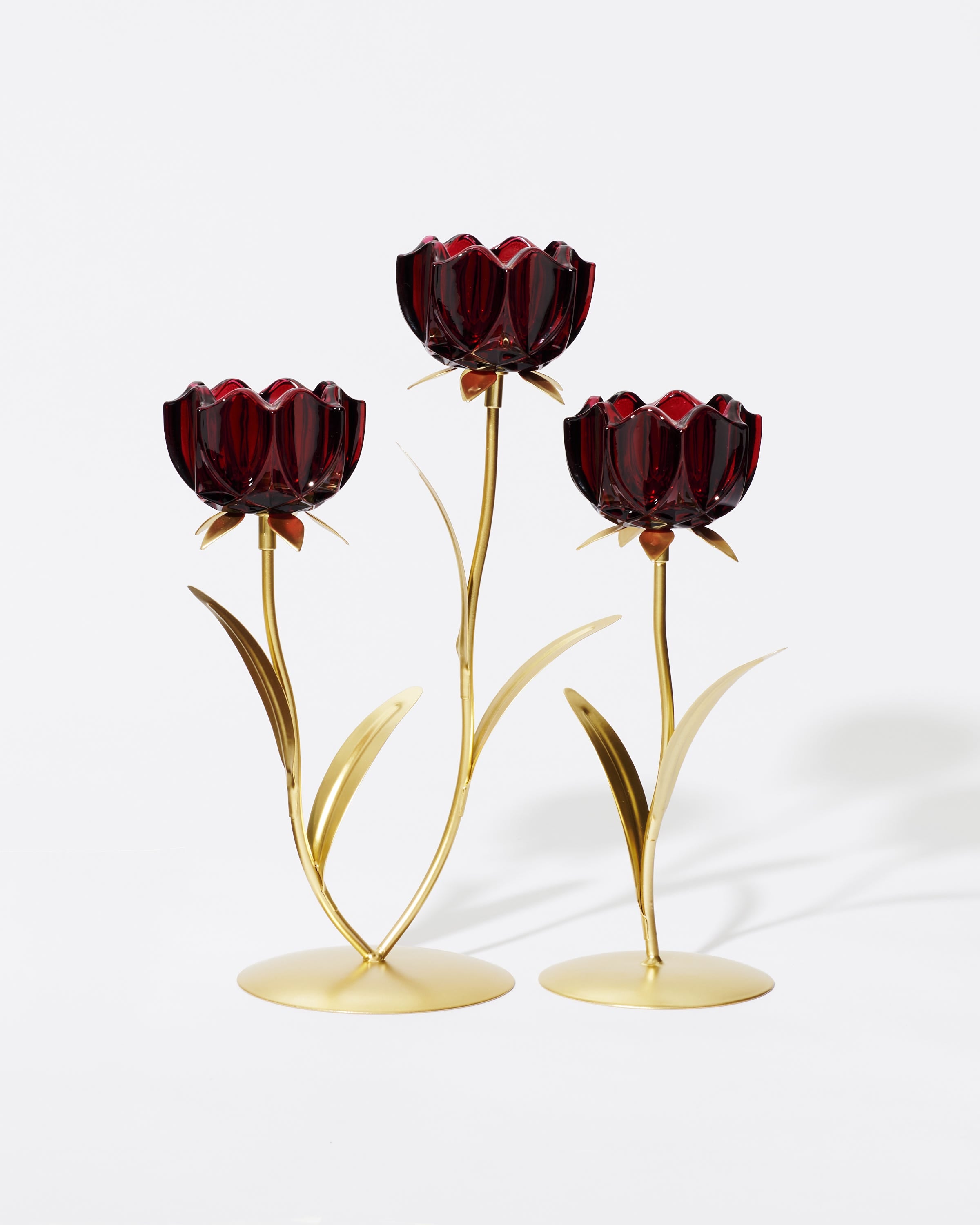 Floral 2 Cup Tealight Holder Berry