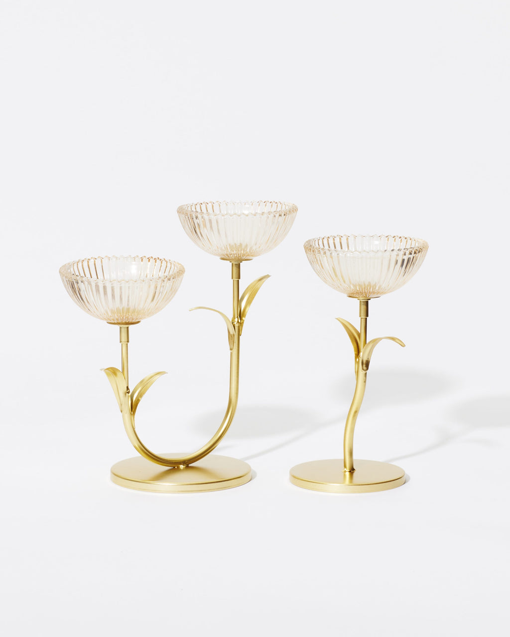 Bloom 2 Cup Tealight Holder Champagne