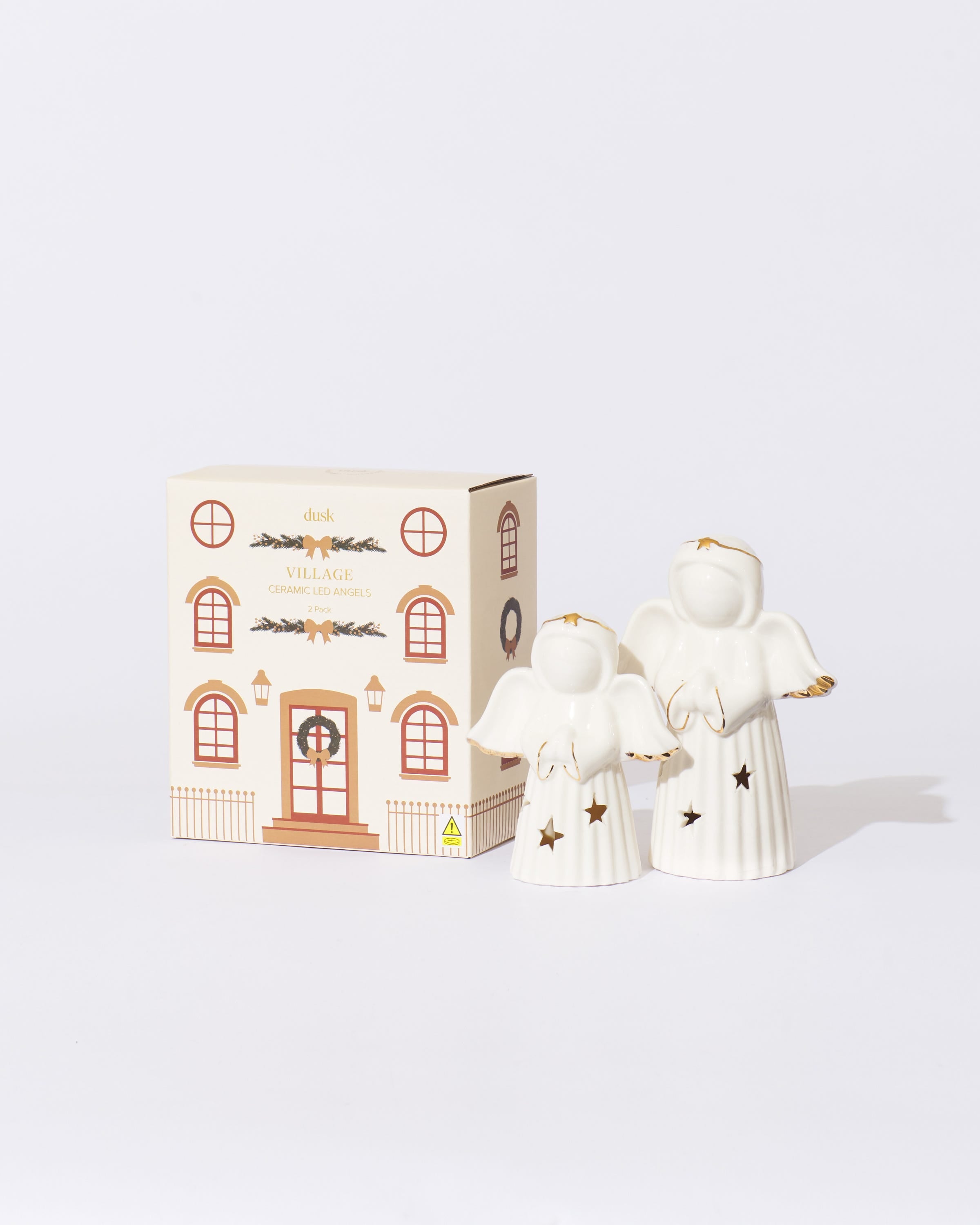 Village Ceramic LED Angels 2 Pack