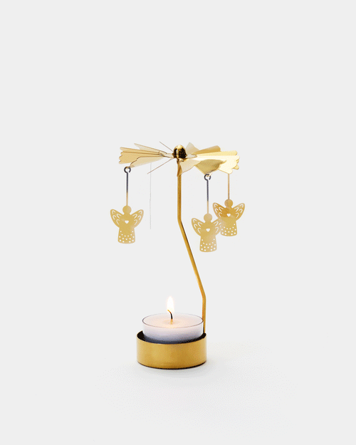 Angel Tealight Spinner Gold