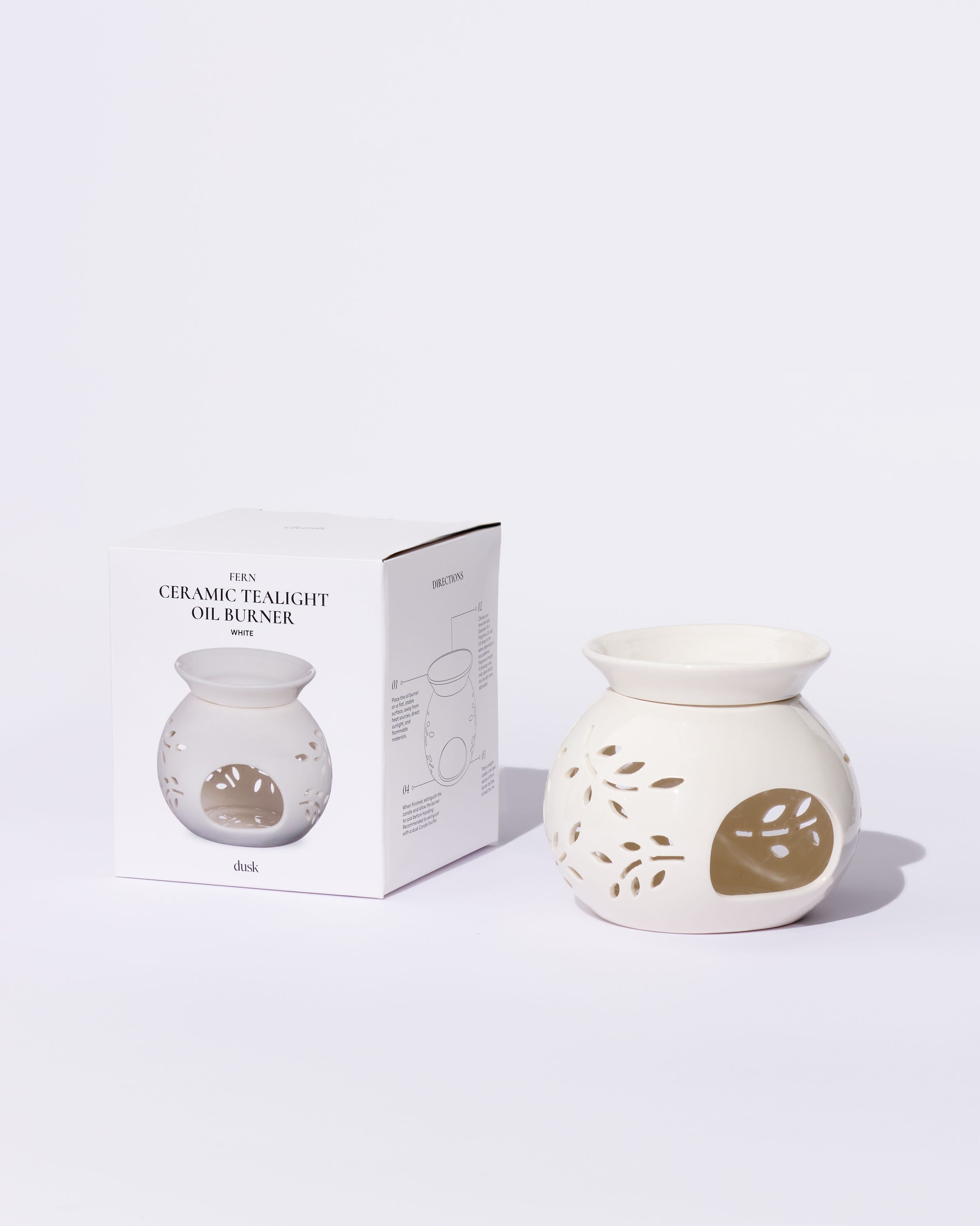 Fern Ceramic Tealight Oil Burner White