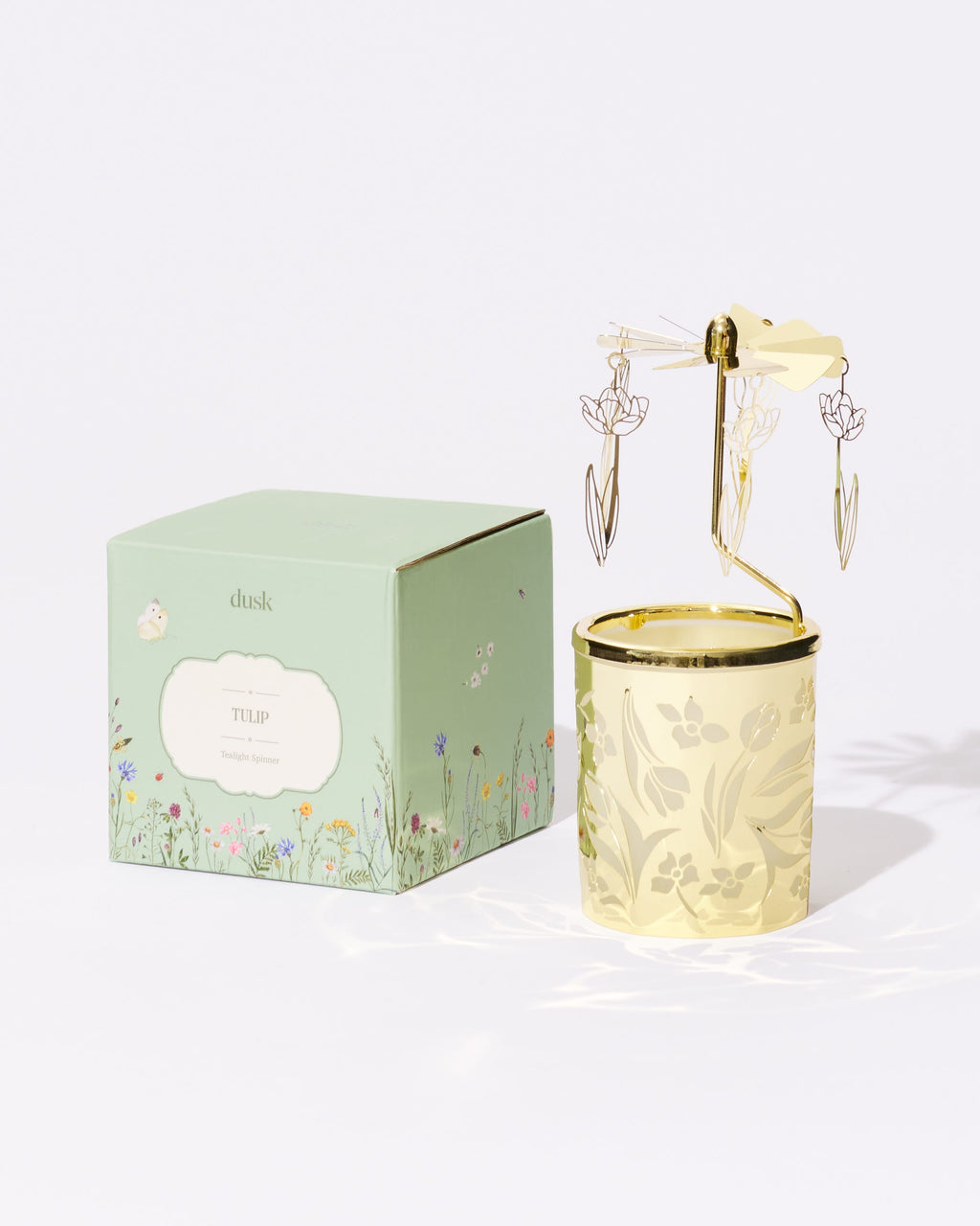 Tulip Tealight Spinner Gold