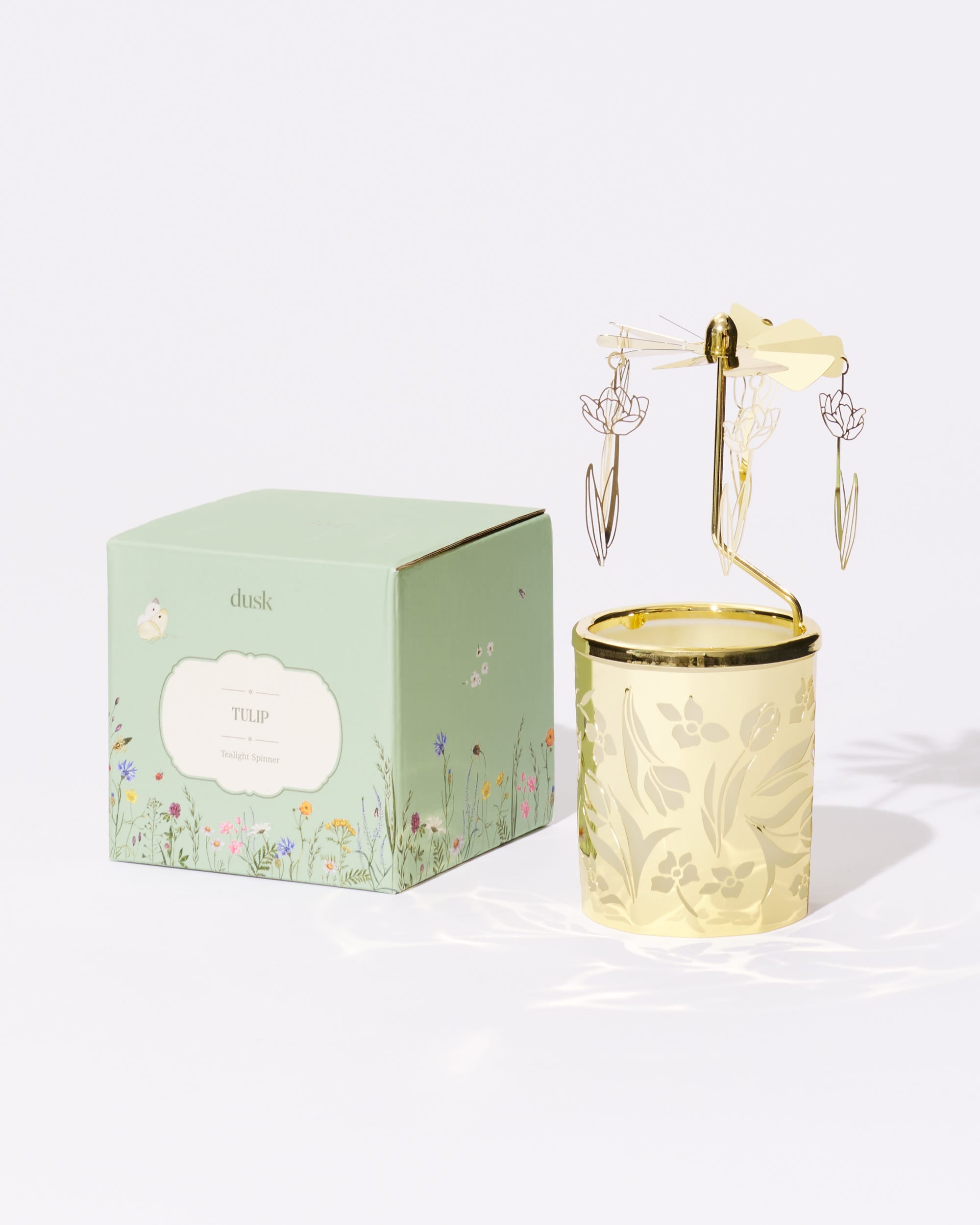 Tulip Tealight Spinner Gold