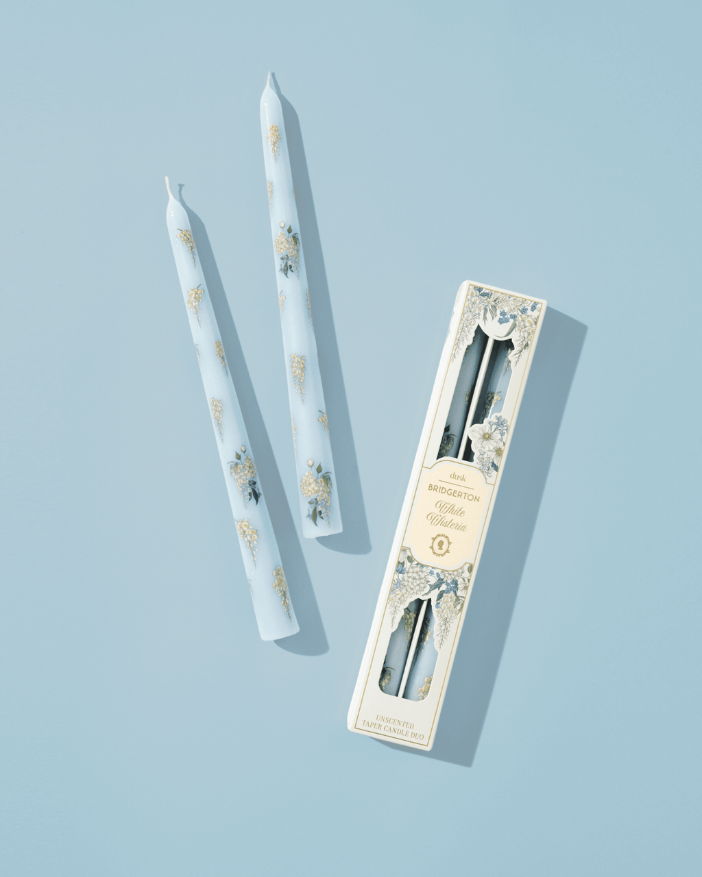 White Wisteria Unscented Taper Candles 2 Pack