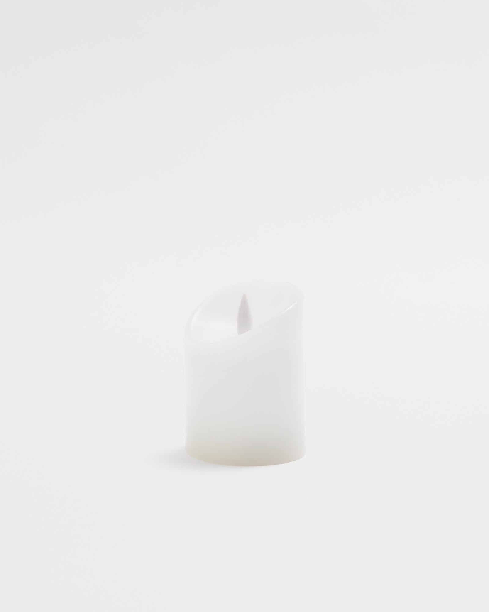 Premium Flickering Flameless Pillar Candle White - Small