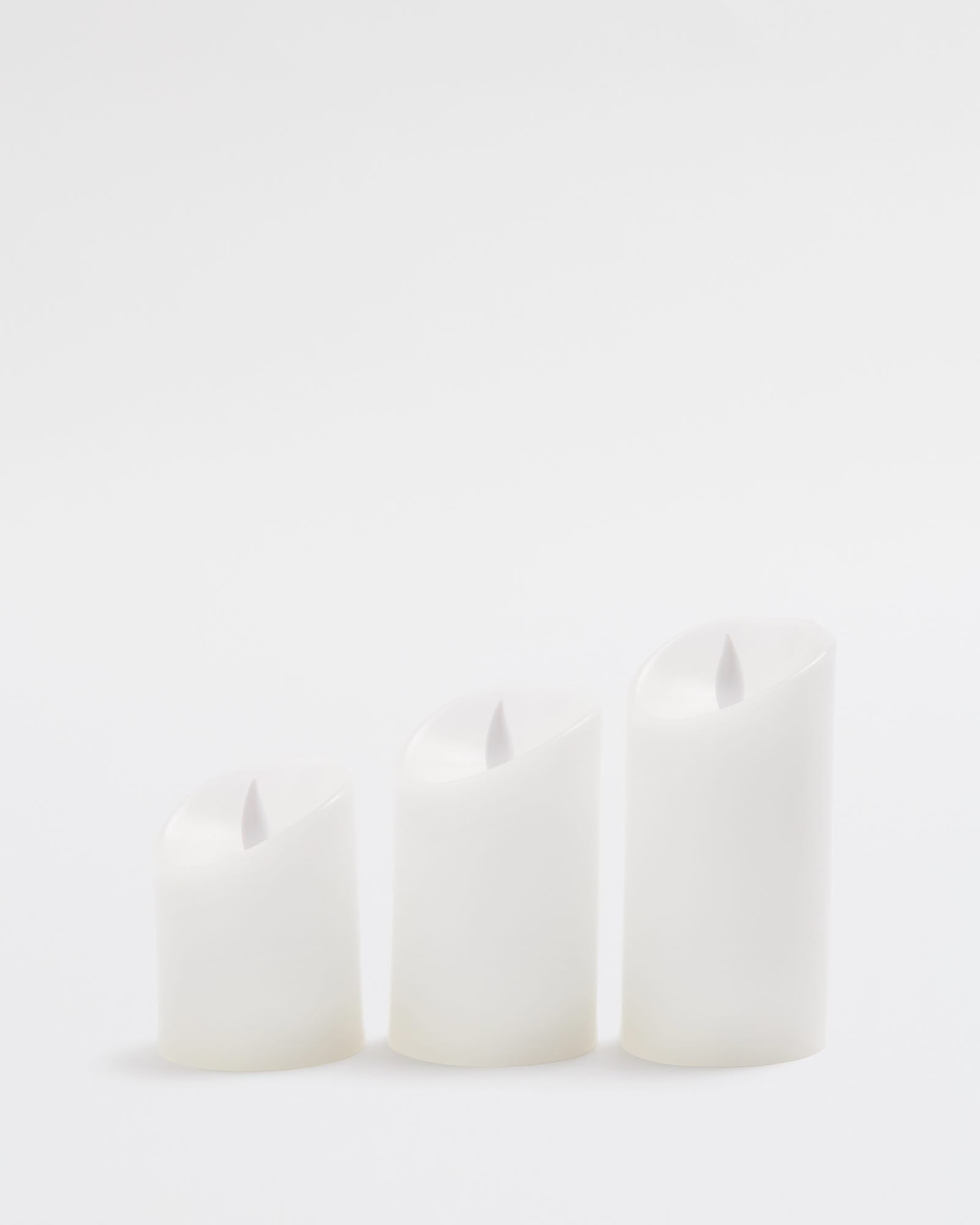 Premium Flickering Flameless White Candles with Remote 3pk